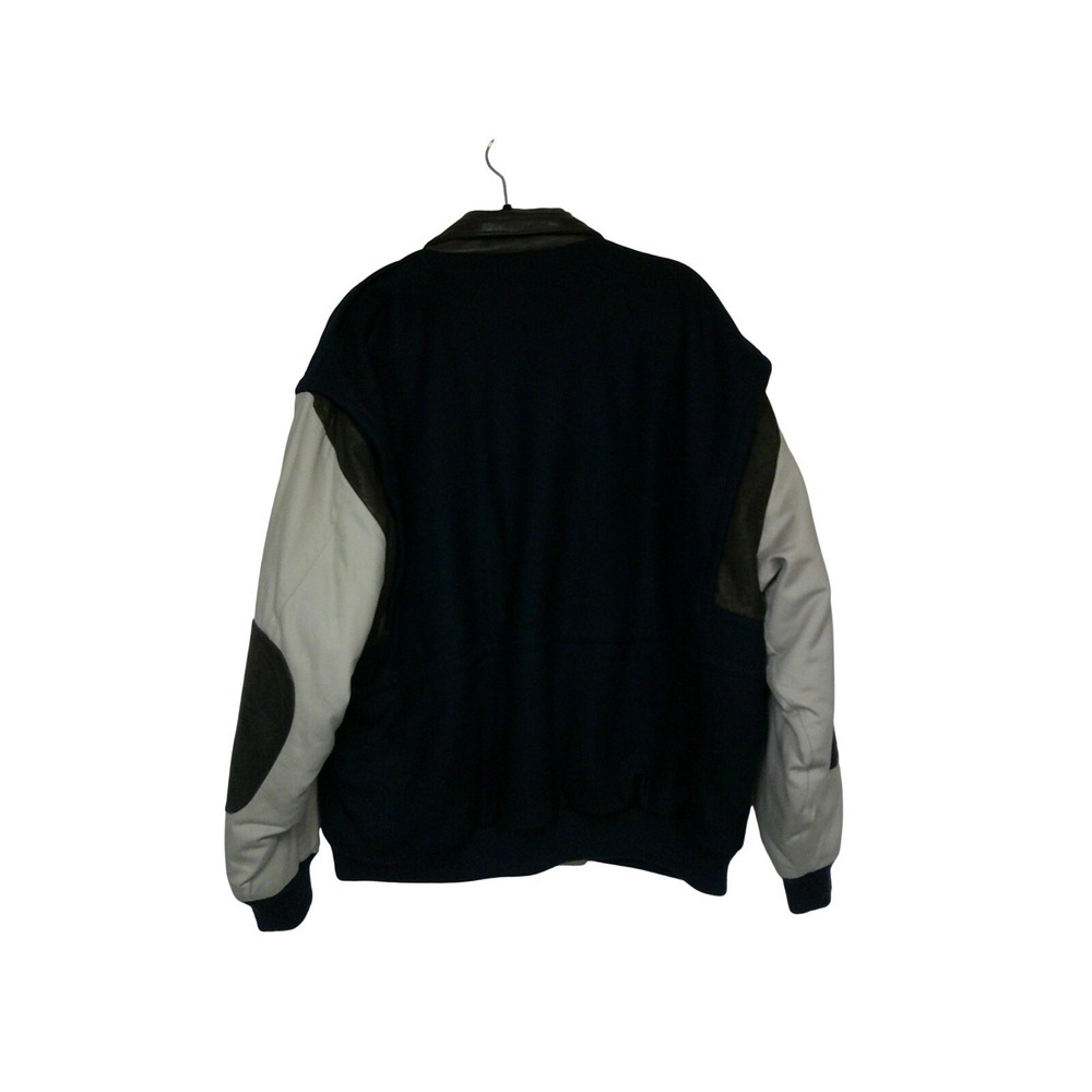 Gant Varsity Bomber Jacket Mens XL Navy Blue Wool Leather Elbow Patch Vintage - Picture 11 of 16